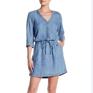 NWT Michael Stars Women’s Blue Denim Chambray Tencel/Linen Shirtdress, Size XS